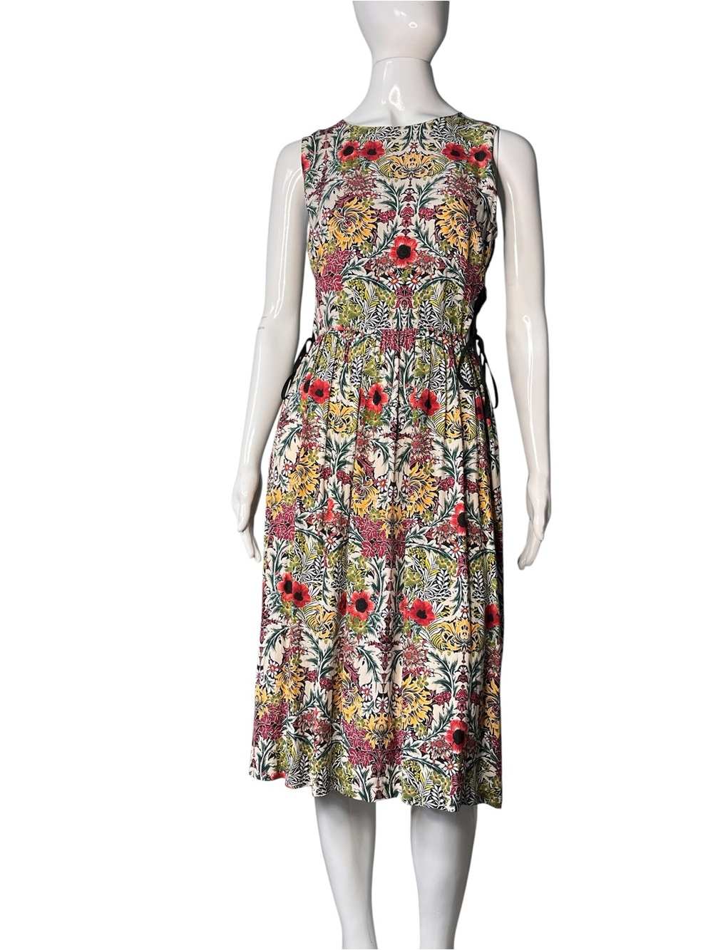 Topshop Garden Floral Lace-Up Side Tie MIdi Dress Sz 8